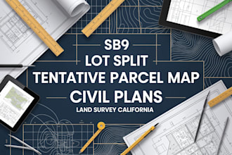 sb9 lot split tentative parcel map civil plans land survey california