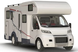 design 3d motorhome interior, camper van, food truck, kiosk, caravan, rv truck