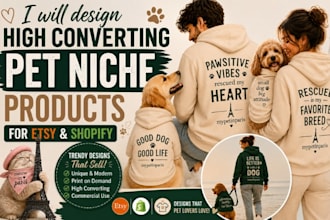 design high converting pet niche products for etsy and shopify