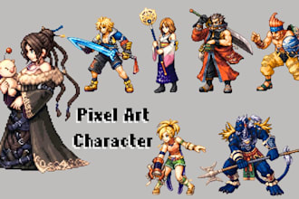 create pixel art character sprite sheet pixel game art asset for your video game