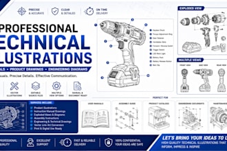 create technical illustrations for manuals and product drawings