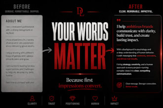 rewrite your bio about page or profile for clarity and impact