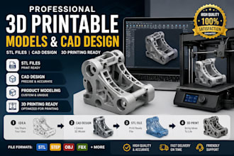 create 3d printable model stl file and cad design for 3d printing
