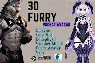 make custom vrchat avatar furry avatar 3d avatar 3d model nswf model anime