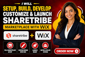 setup, build, develop customize and launch custom sharetribe marketplace wix