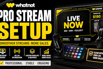 setup whatnot obs streams for auctions and card break sellerr