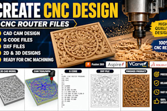 create cnc design, cnc router files, cad cam, g code and dxf files