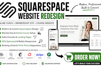 redesign squarespace online coach website membership website course website