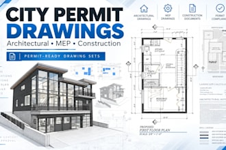 draft architectural, mep, and construction drawings for city permits