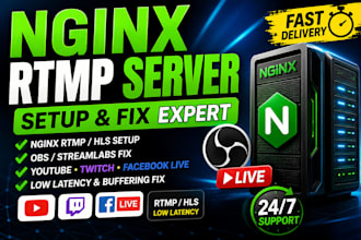 setup nginx rtmp streaming server with obs and hls