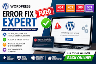 fix 404, 403, 503, 500, fatal, and critical errors in wordpress websites