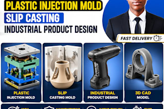 design 3d cad, plastic injection mold, slip casting, industrial product design