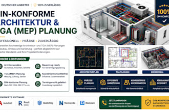 create din compliant architectural, tga, mep drawings for german bauantrag