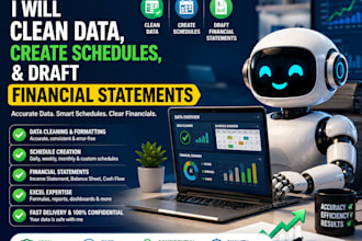 clean data, create schedules, and draft financial statements