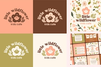 create feminine cozy,vintage,hand drawn logo illustrations for small business