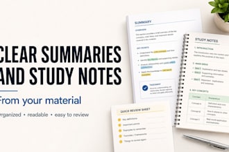 create clear summaries and study notes from your material