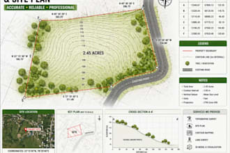 create site plan, subdivision plan, land survey plotting, and 2d autocad drawing