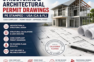 structural engineer architectural permit drawing USA california florida pe stamp
