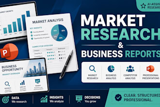 create a market research report and professional business powerpoint