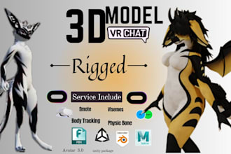 create custom vrchat avatar 3d model furry avatar nsfw model  anime character