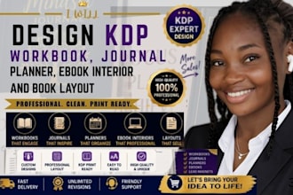design KDP workbook, journal, planner, ebook interior and book layout