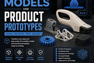 design 3d printable models and product prototypes for printing