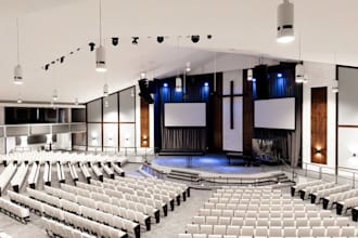 design church interior and exterior elevation 3d rendering and animation