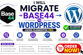migrate base44 to wordpress website using elementor base44 website migration