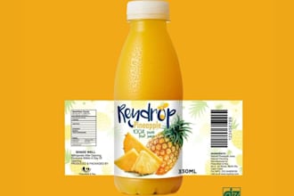 design food label, honey label, juice bottle label and can packaging