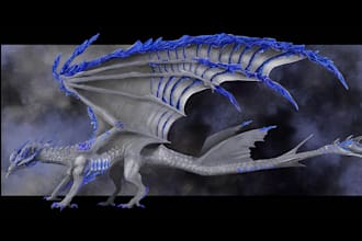 create fullbody illustrations of dragons and creatures