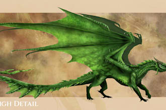 create fullbody illustrations of dragons and creatures