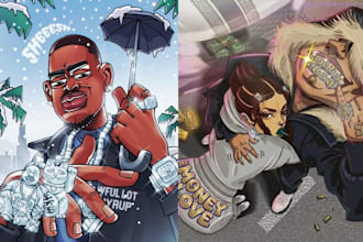 draw custom cartoon rap album cover vinyl print mixtape single ep song cover art