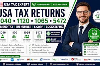 file usa tax returns amend tax, 1120, 1040, 1065, 5472, ein, s corp, bookkeeping