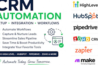 setup gohighlevel, hubspot, pipedrive CRM automation workflow and zapier