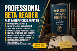 be your professional novel beta reader for a thorough book critique