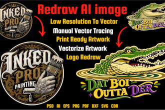 fix, redraw, and convert your ai image into print ready vector