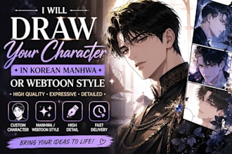 draw your character in korean manhwa or webtoon comic style