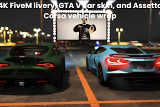 design 4k fivem livery, gta v car skin, assetto corsa vehicle wrap