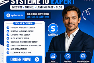 build systeme io website, systeme io funnel landing page blog website systeme io
