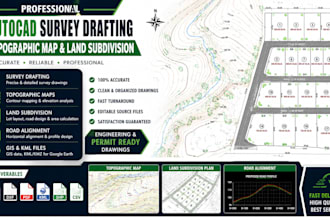do professional autocad survey drafting topographic map and land subdivision
