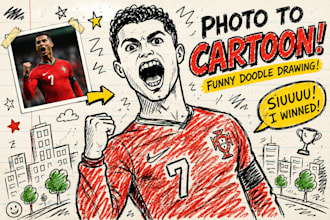 turn your photo into a funny doodle cartoon