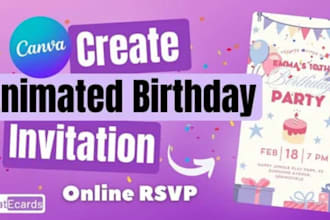 create editable birthday card, digital invitation