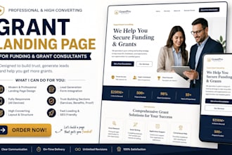 design a grant landing page for funding and grant consultant