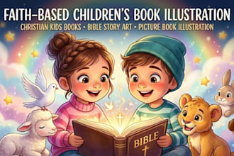 illustrate christian children story book illustration, children book story