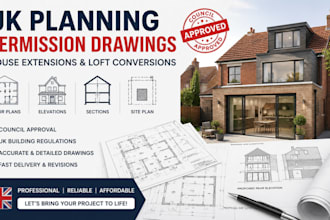 create UK planning permission drawings for house extension and loft conversions