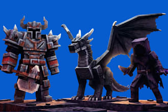 design custom blockbench model, minecraft mob, voxel art, low poly game asset