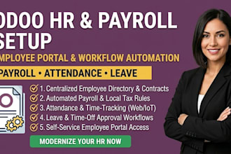 setup odoo hr payroll attendance leave workflow and employee portal for company