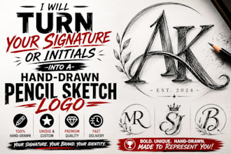 turn your name or initials into a pencil sketch personal brand logo