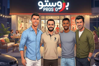 create cartoon style photos with famous celebrities for ads