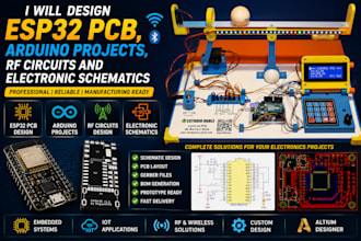 design esp32 pcb, arduino projects, rf circuits and electronic schematics